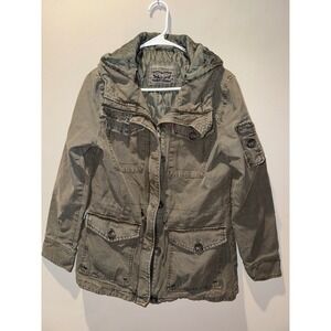 Levis Olive Green Hooded Vintage Military Jacket (161)